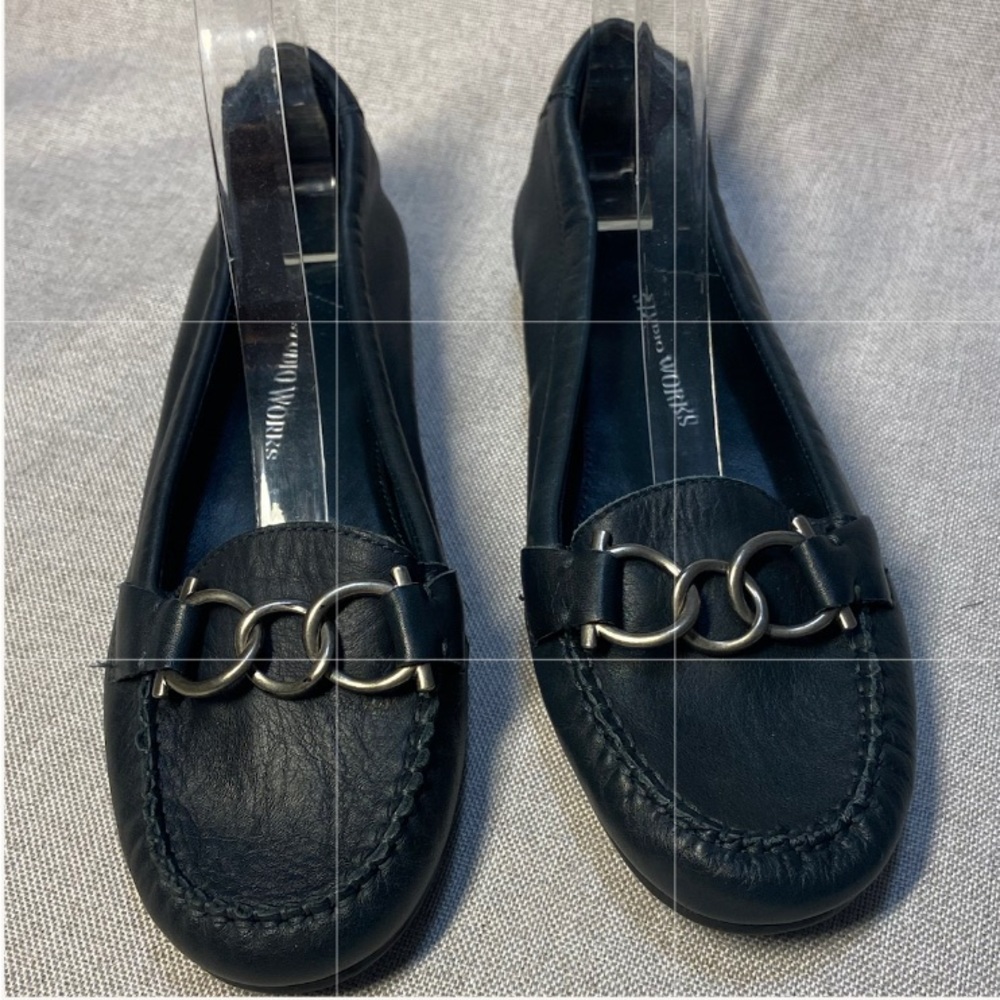 Studio Works sangria leather black slip on loafers. Size 8,5